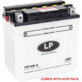 BATTERY YB16B-A 12V 16Ah., LANDPORT WITH ACID PACK, ROAD, MC MA YB16B-A