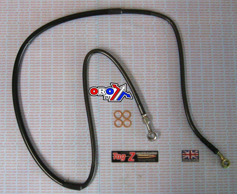 HOSE FRONT BRAKE CARBON BLK, CR125/250 95-07, CRF250 CRF450 FIR, KIT DONE