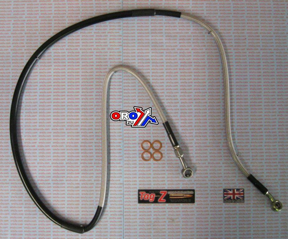 HOSE FRONT BRAKE SILVER / BLK, CR125/250 95-07, CRF250 CRF450 FIR, KIT DONE, H02-1-043/P