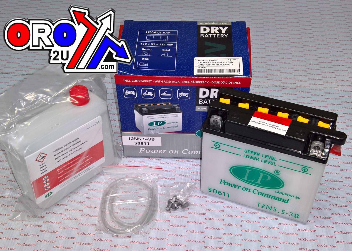 BATTERY 12N5,5-3B 12V 5Ah., LANDPORT WITH ACID PACK, ROAD, MC MA 12N5,5-3B 50611