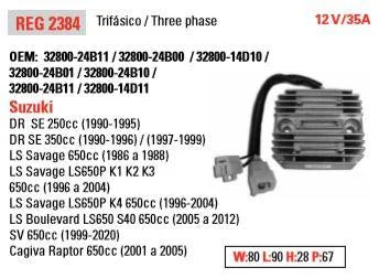 REGULATOR VOLTAGE 12V/35A 80mmX90mmX28mm 90-12 SUZUKI CAGIVA 250 350 650 DR SE LS SAVAGE LS BOULERVARD SV RAPTOR ASU6015 717835