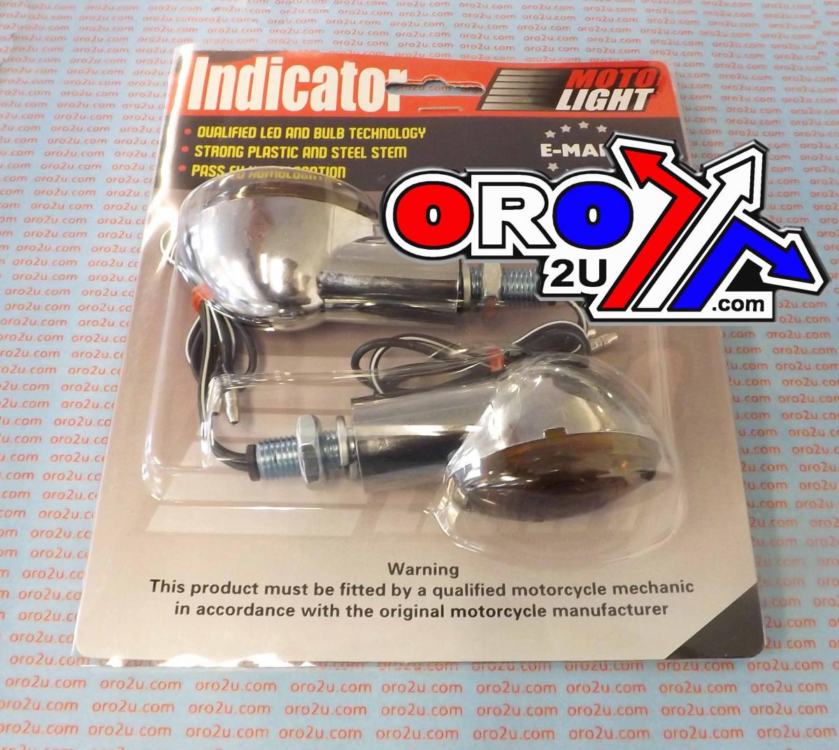 INDICATORS SMOKE 20mm SET/2 Chrome Housing inc Bulb E MARKED MT-003-S-CR20