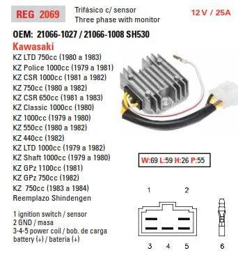 REGULATOR KZ550/650/750/1000, 21066-1008, AKI6025, KAWASAKI 21066-1027