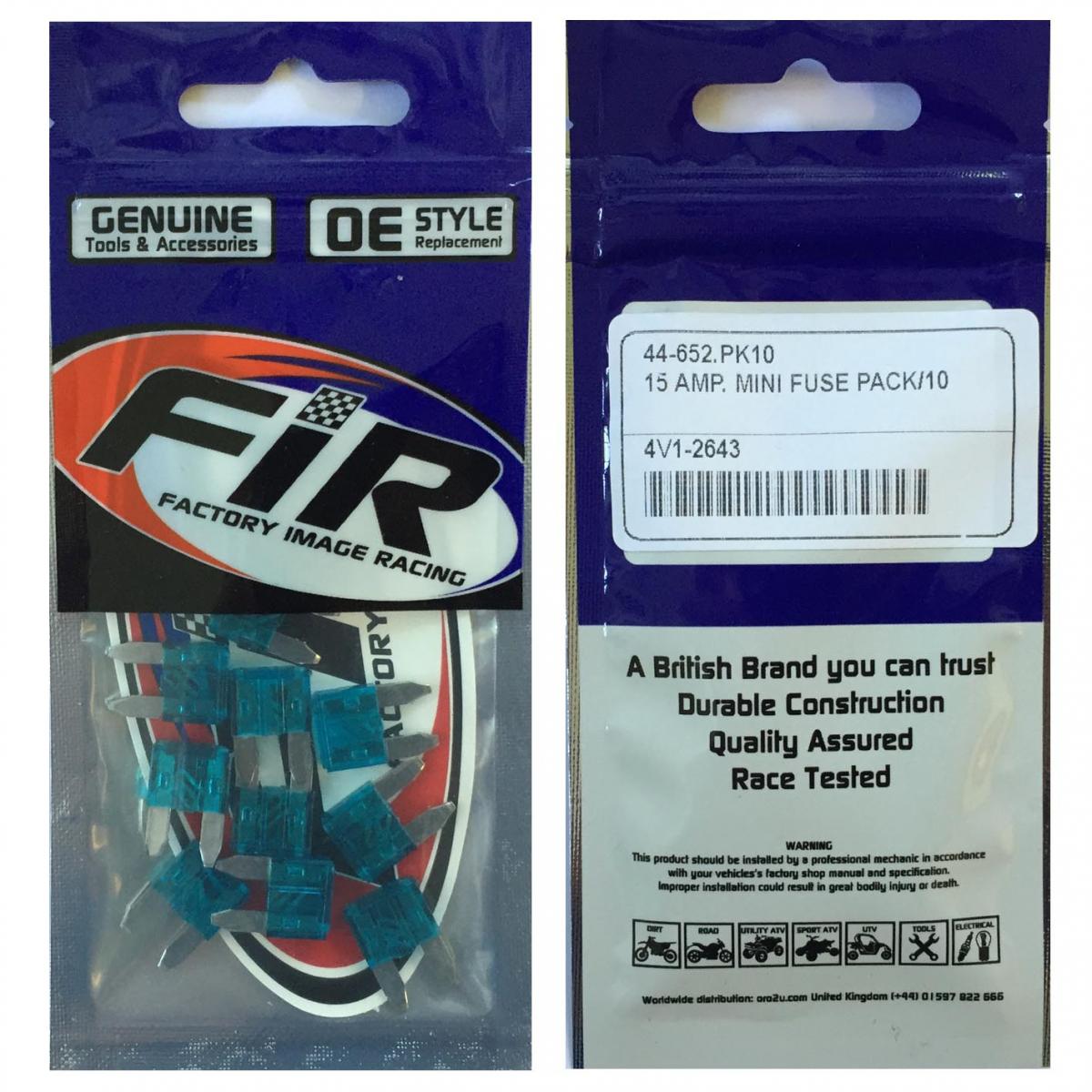 15 AMP. MINI FUSE PACK OF 10