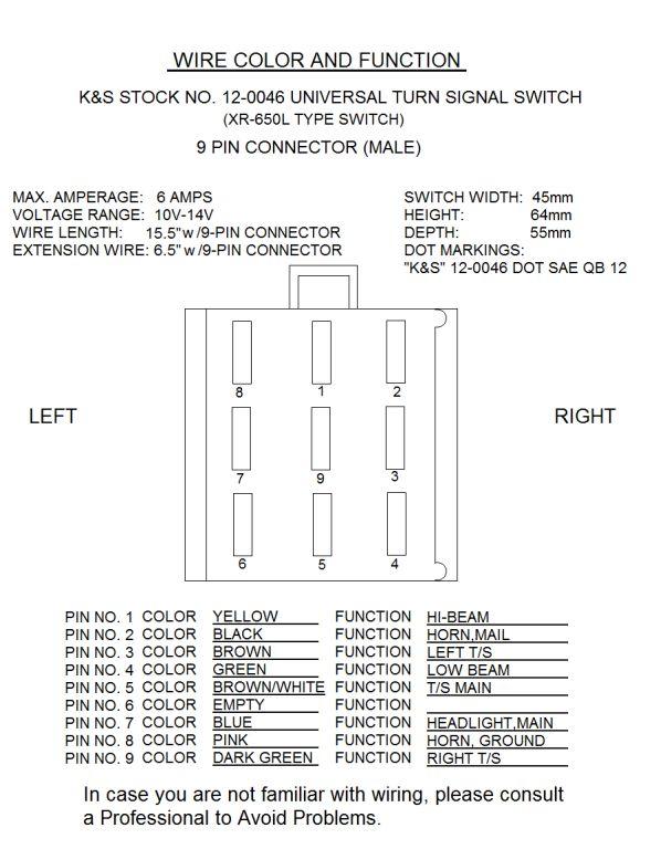SWITCH UNIVERSAL 35020-MY6-670, HONDA XR650L TYPE, KS12-0046