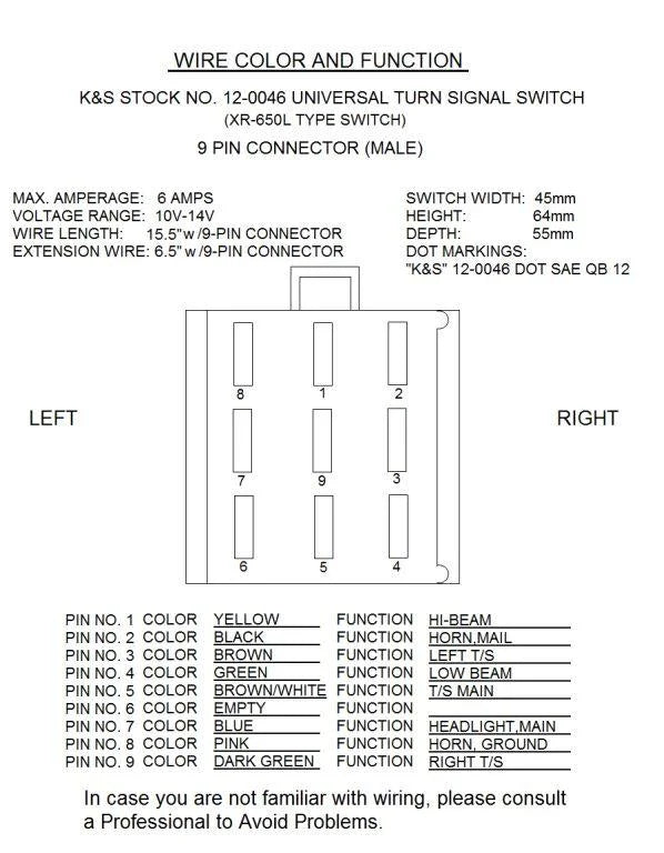 SWITCH UNIVERSAL 35020-MY6-670, HONDA XR650L TYPE, KS12-0046