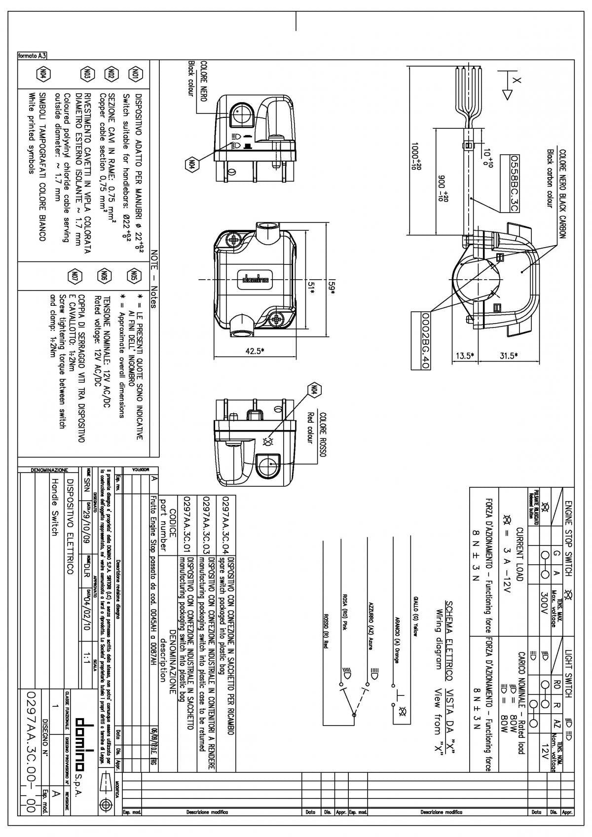 LIGHT SWITCH UNIVERSAL, DOMINO 0051AA.2B.04-03