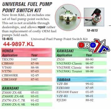 UNIV. FUEL PUMP POINT SWITCH, K&L 18-4615 HON, KAW, YAM KIT