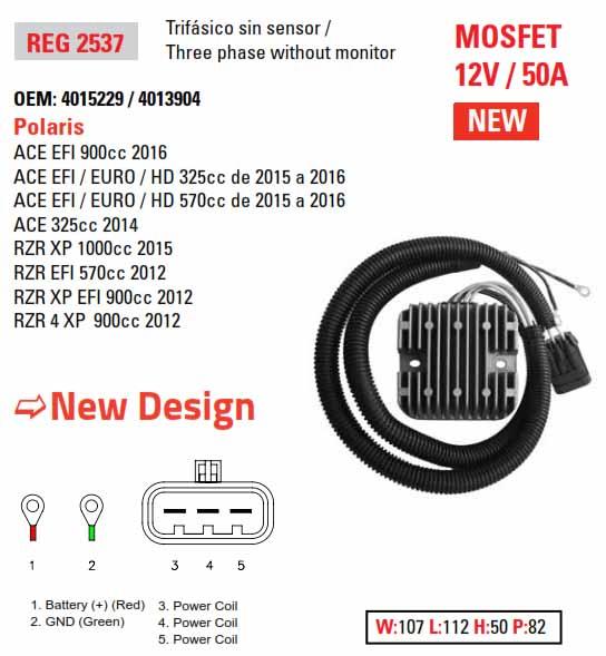 REGULATOR POLARIS RZR UTV, APO6021, 4014029, 4015229
