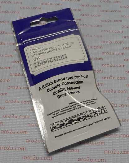 BANJO BOLT M10x1.25 STAINLESS, STAINLESS STEEL / CNC MADE, / EACH