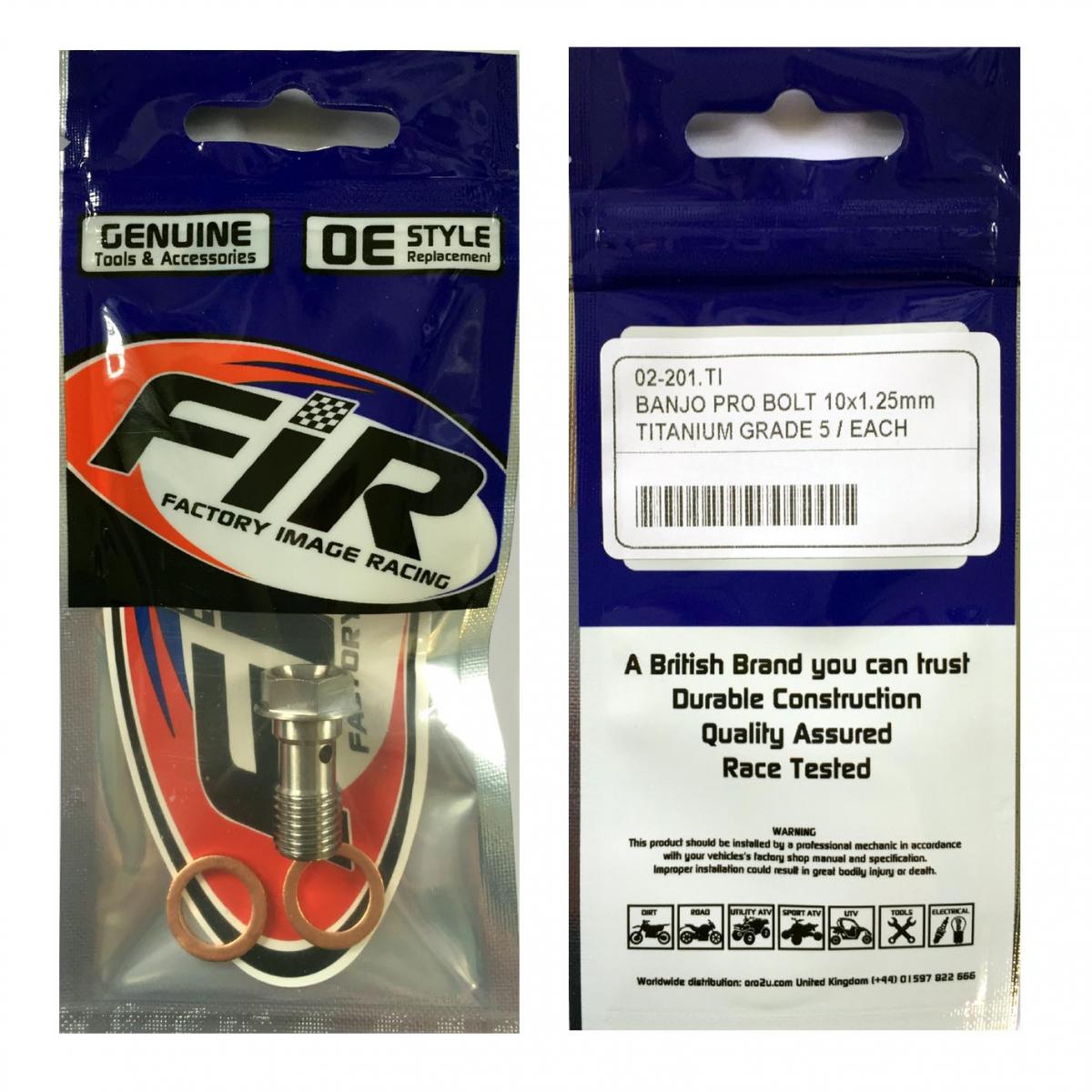 BANJO PRO BOLT 10x1.25mm, TITANIUM GRADE 5 / EACH