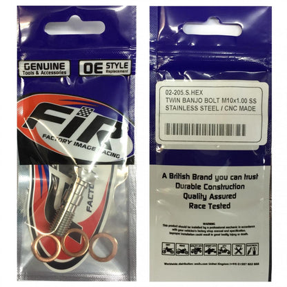 TWIN BANJO BOLT M10x1.00 SS, STAINLESS STEEL / CNC MADE, / EACH