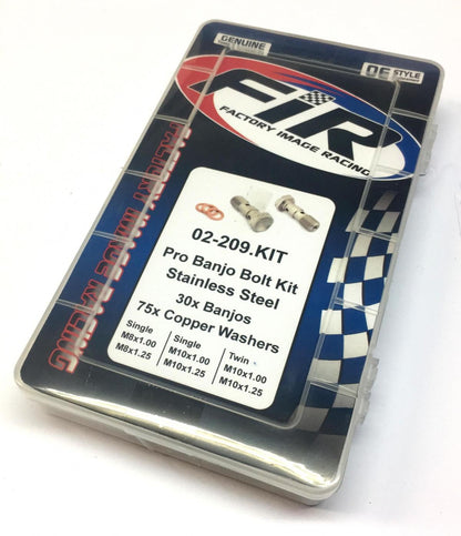 PRO BANJO BOLT KIT M8 & M10, STAINLESS STEEL BANJO BOLTS, 30 BOLTS & 75 COPPER WASHERS
