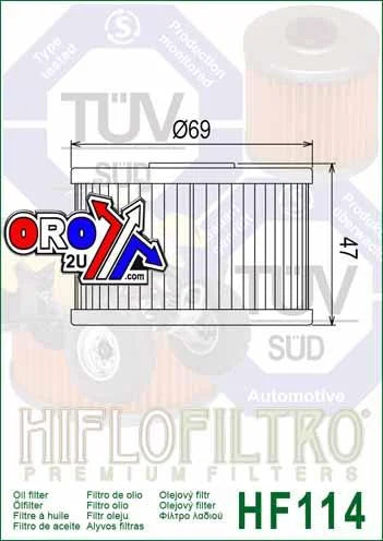 OIL FILTER HIFLO HF114, HONDA TRX420 15412-HP7-A01