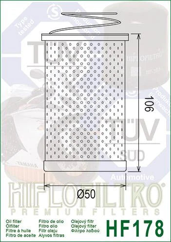OIL FILTER HIFLO HF178, Harley 63835-87T, 63837-92T, Harley Davidson