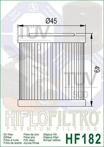 OIL FILTER HIFLO HF182, Piaggio 880887