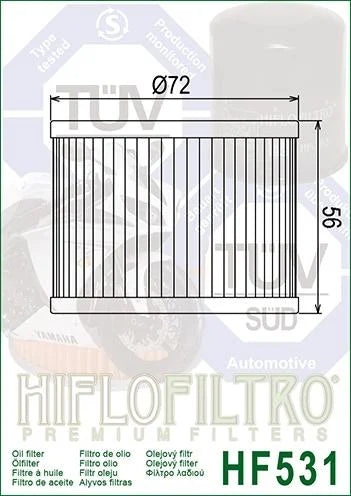 OIL FILTER HIFLO HF531 SUZUKI, 16510-06C00 ROAD GSX250