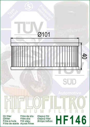 OIL FILTER HIFLO HF146 YAMAHA, 1J7-13441-10/1J7-13440-90, 1J7-13440-91, ROAD