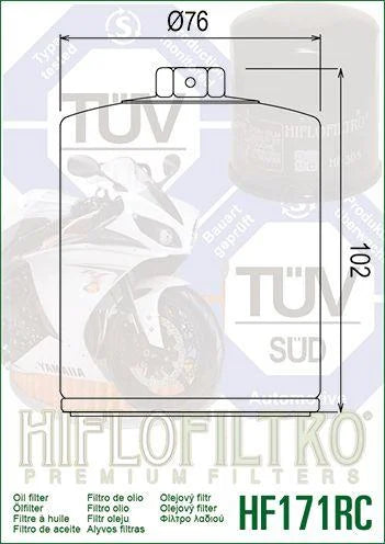 OIL FILTER HIFLO HF171CRC RACE, 63798-99, 63731-99, 63731-99A, ROAD, BUELL