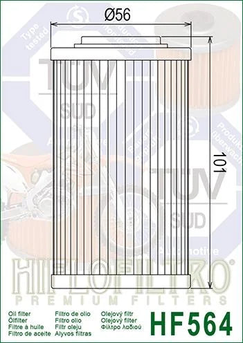 OIL FILTER HIFLO HF564, Can-Am 420956745, Aprilia