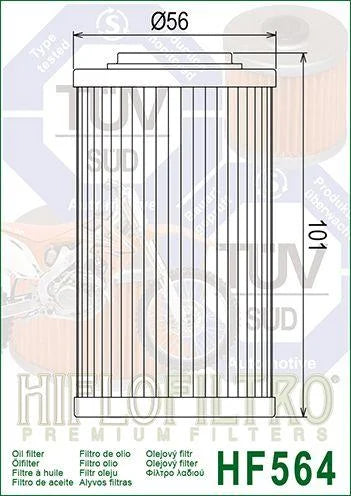 OIL FILTER HIFLO HF564, Can-Am 420956745, Aprilia