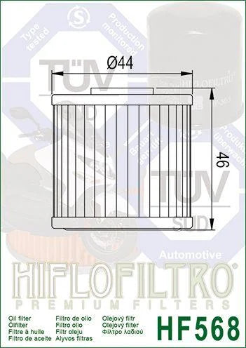 OIL FILTER HIFLO HF568, Kymco 1541A-LEH6-E00