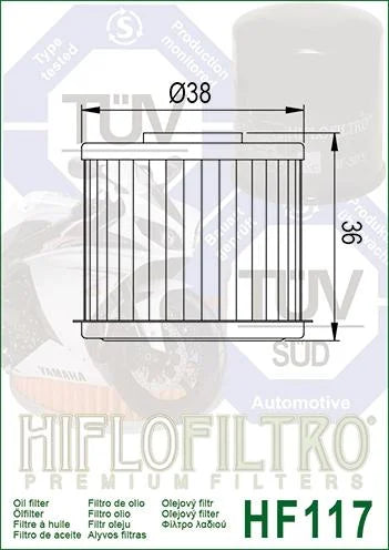 OIL FILTER HIFLO HF117, Honda 15412-MGS-D21