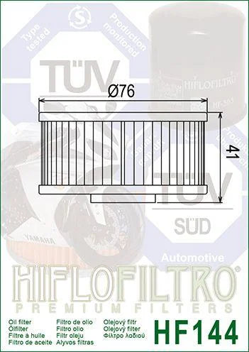 OIL FILTER HIFLO HF144, 1L9-13441-11-00 YAMAHA ROAD