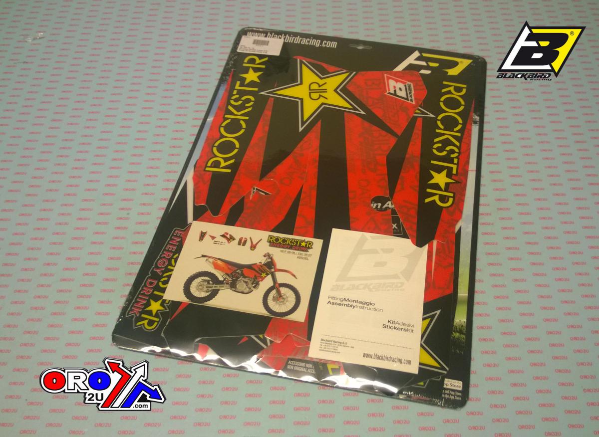 05-06 SX/SXF 05-07 EXC KTM ROCKSTAR DECALS, BLACKBIRD 2526L