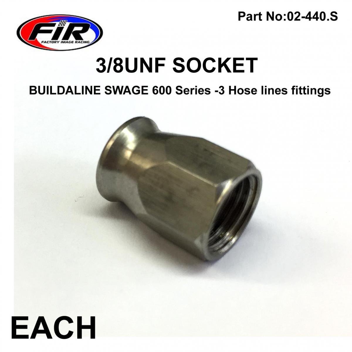SOCKET HOSE FITTNG 3/8UNF FR, SWAGE CRIMP FITTING 600 Series -3, / B818-03C SS
