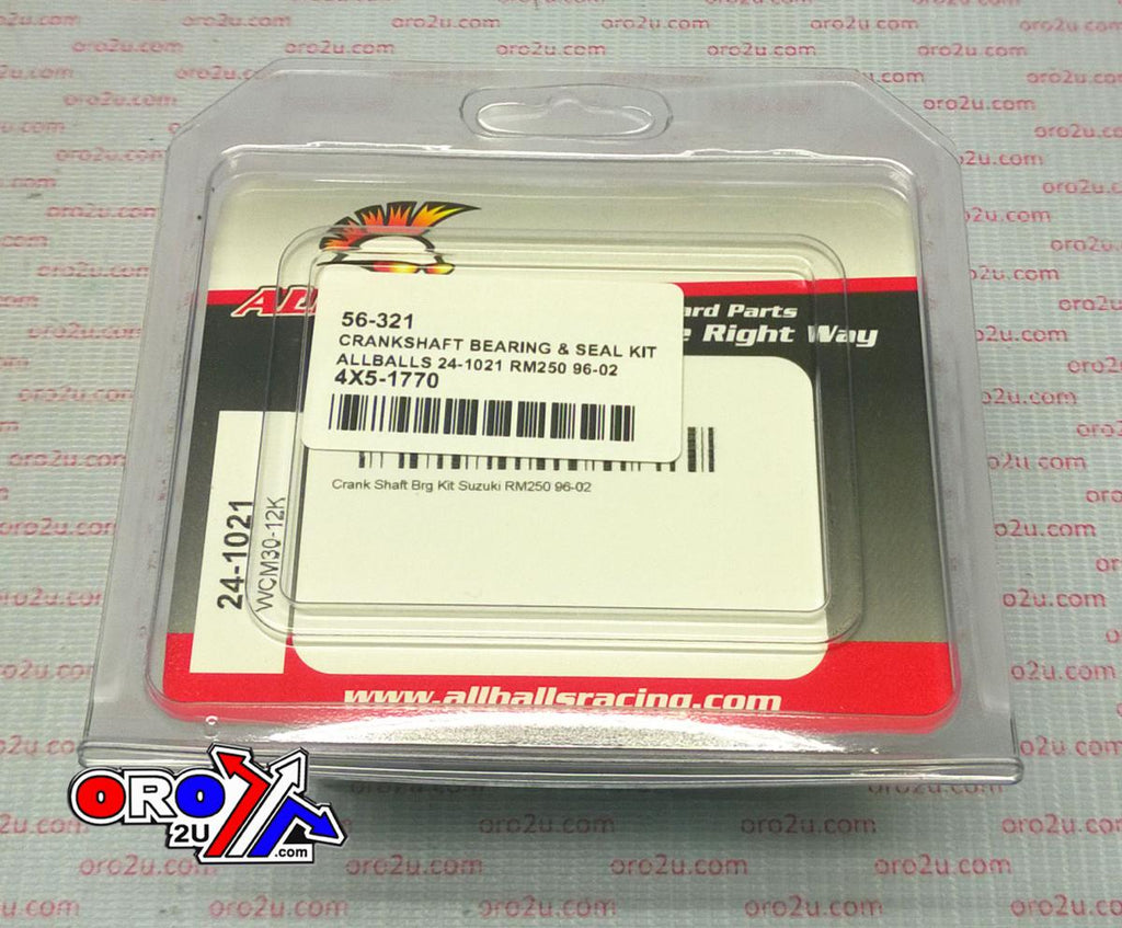 CRANKSHAFT BEARING & SEAL KIT, ALLBALLS 24-1021 RM250 96-02