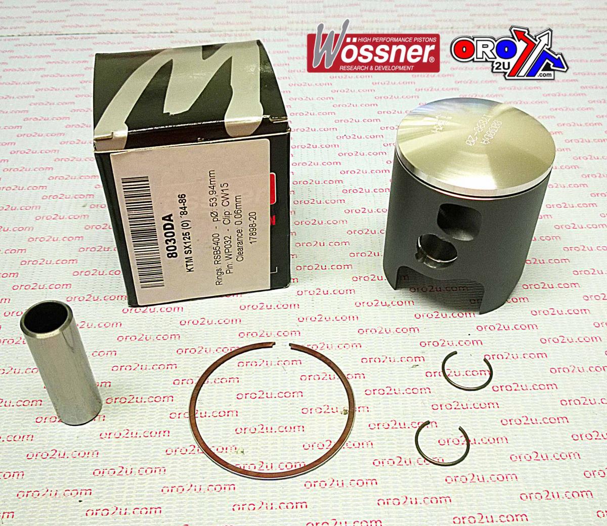 PISTON KIT 84-86 KTM125 54.50, FORGED WOSSNER KIT 8030D050