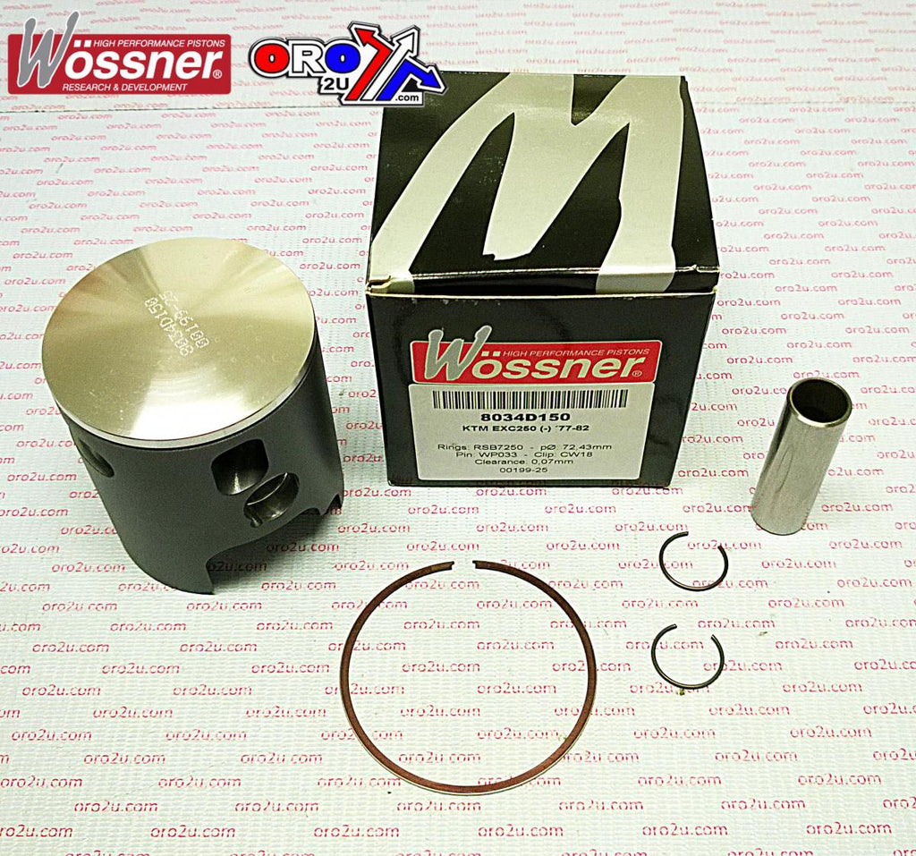 PISTON KIT 77-82 KTM250 73.00, WOSSNER FORGED 8034D200