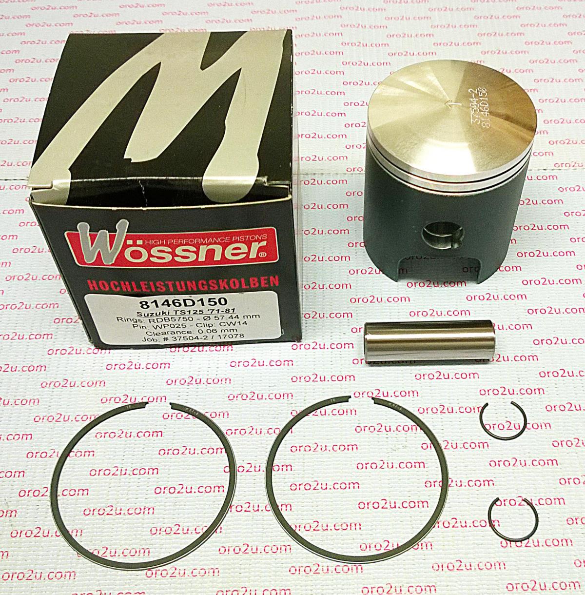 PISTON KIT 71-89 TS125 57.50, FORGED WOSSNER 8146D150