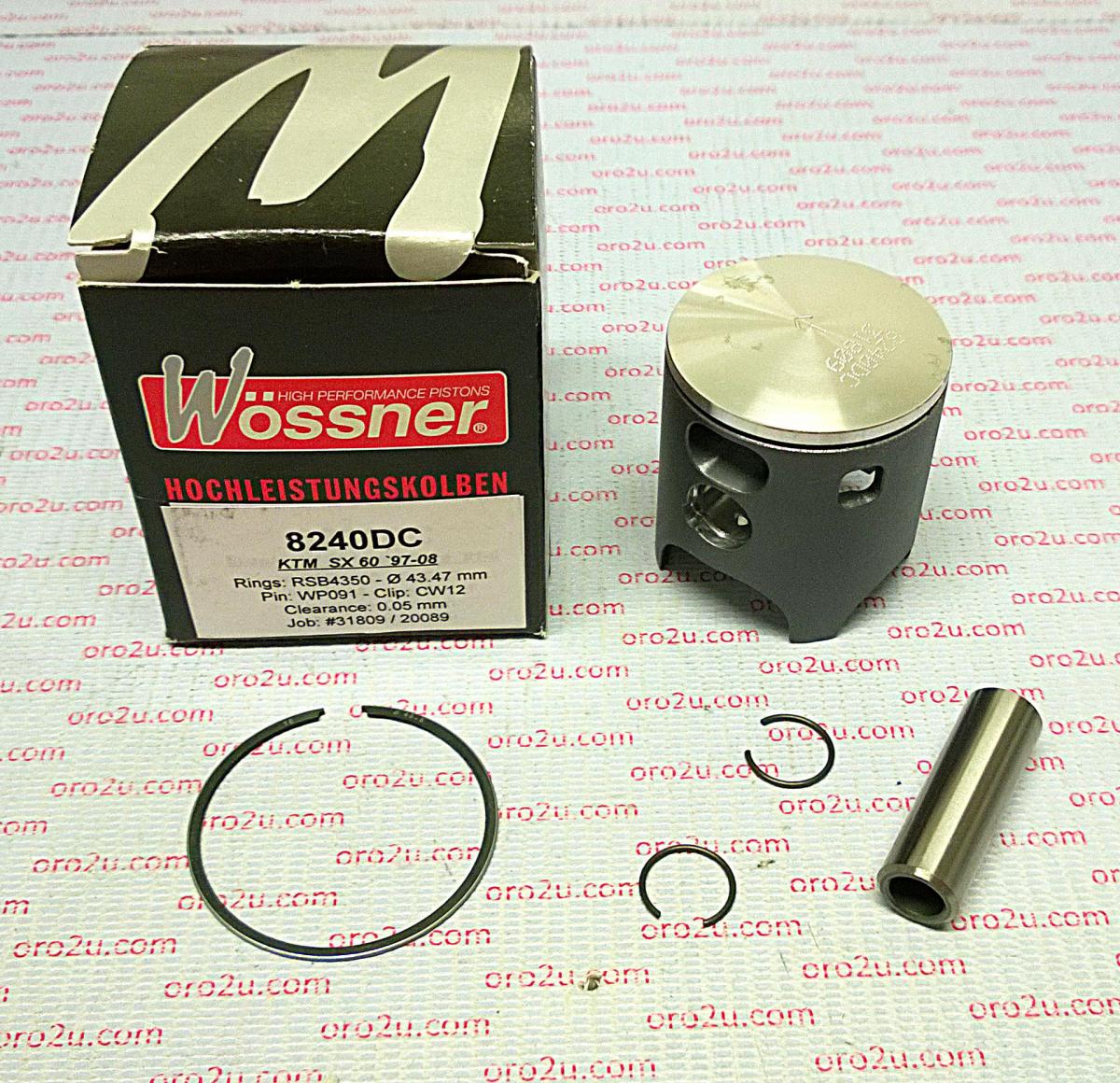 PISTON KIT 97-09 KTM60 SX 43.5, FORGED WOSSNER 8240DC