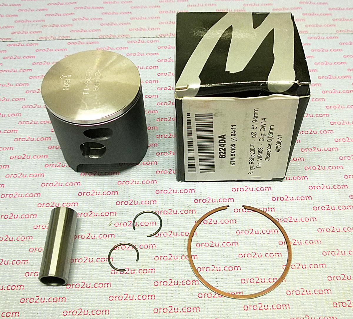 PISTON KIT KTM 105 SX XC 52.00, FORGED WOSSNER 8224DB 03-08