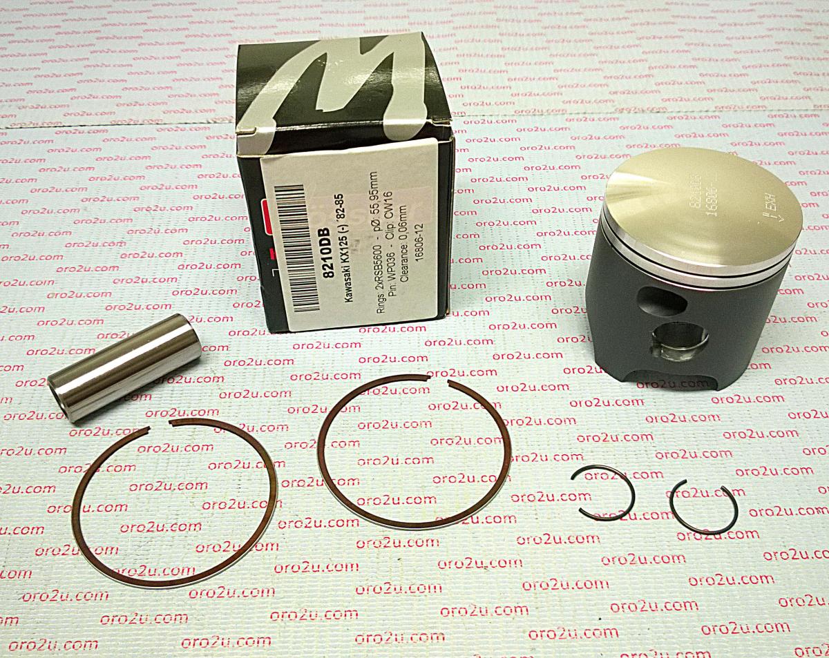 PISTON KIT 82-85 KX125 56.00, WOSSNER 8210DA FORGED 13001-1198