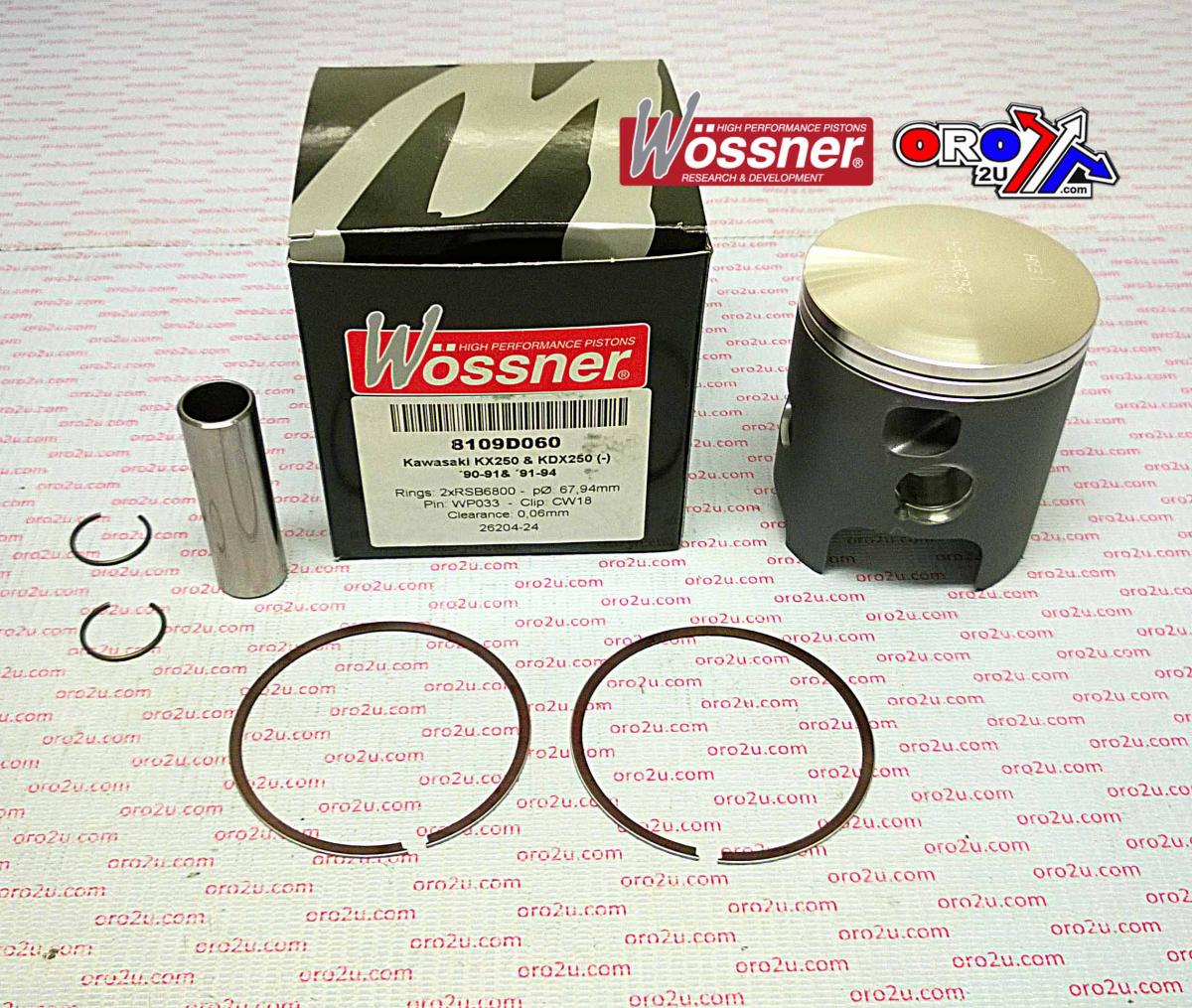 PISTON KIT 90-91 KX250 68.00, WOSSNER 8109D060 KAWASAKI MX