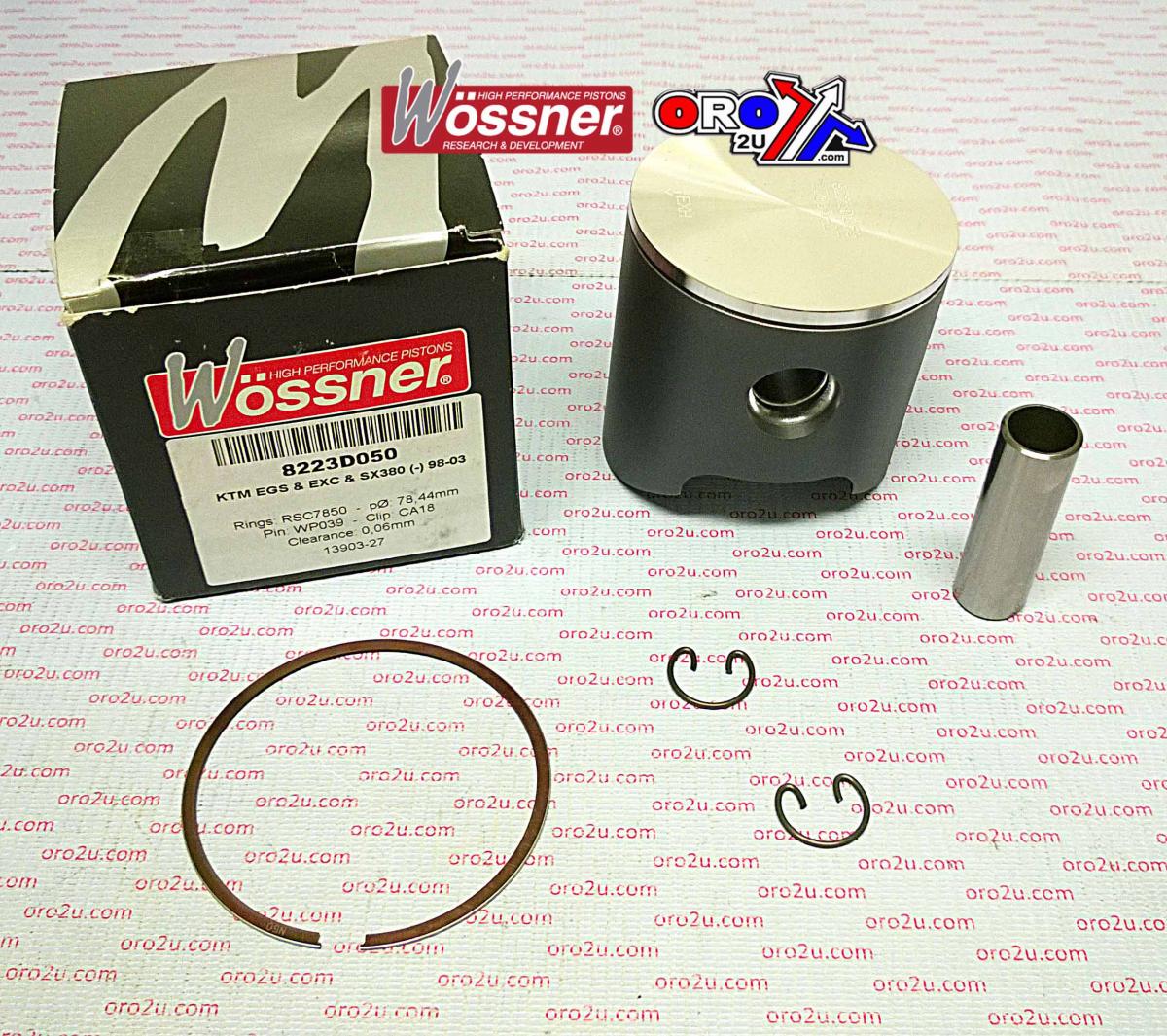 PISTON KIT 98-02 KTM380 78.00, WOSSNER 8223DC FORGED