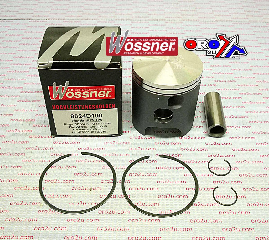 PISTON KIT 83-87 MTX125 56.50, WOSSNER 8024D050 HONDA ROAD