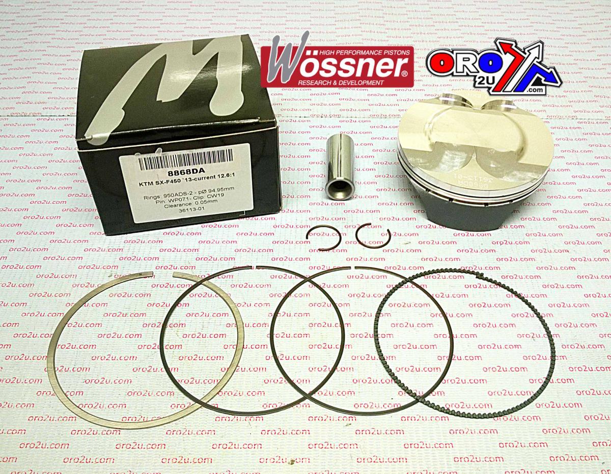 PISTON KIT 13-18 SXF450 95mm, HIGH COMPRESSION, WOSSNER 8873DC KTM
