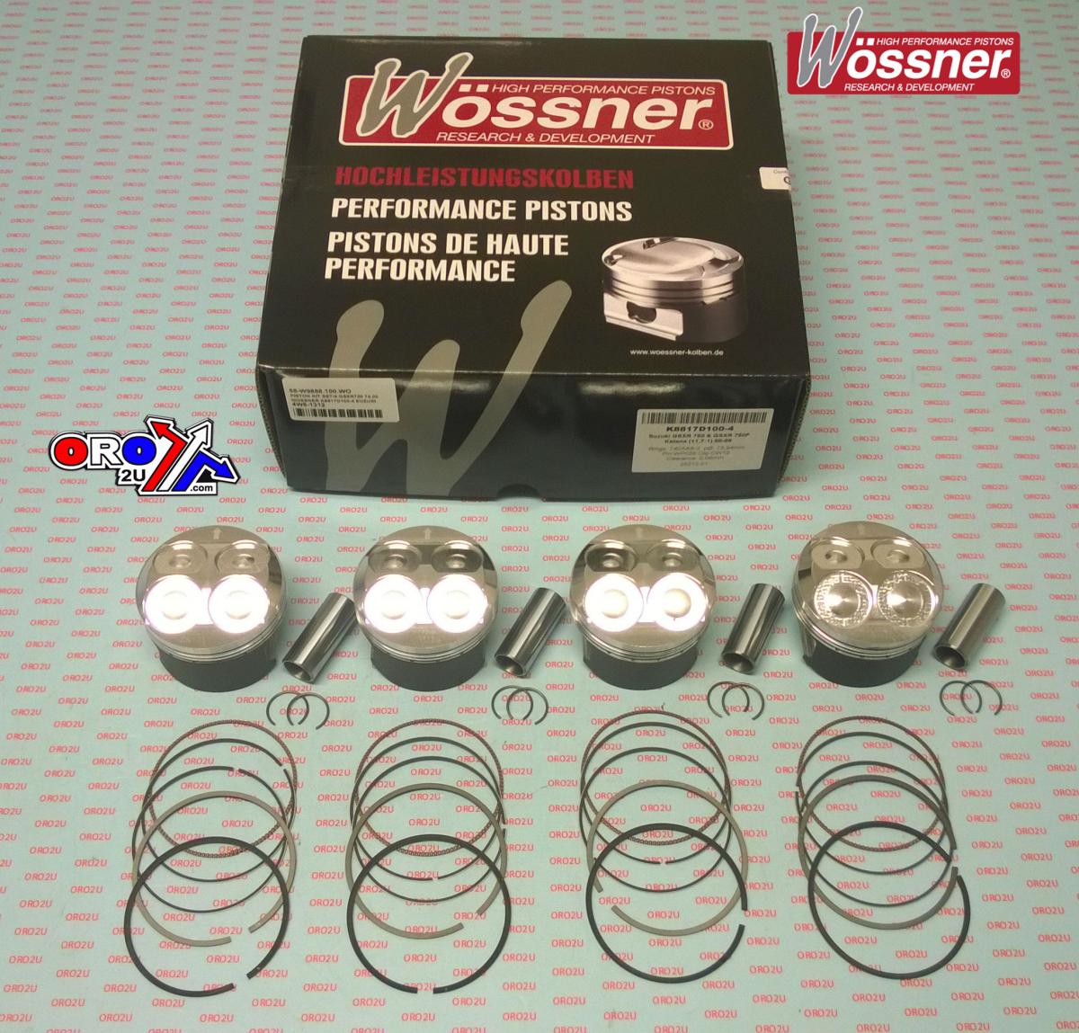 PISTON KIT SET/4 74.00mm OVERSIZE 1.00mm SUZUKI GSXR750 WOSSNER K8817D100-4