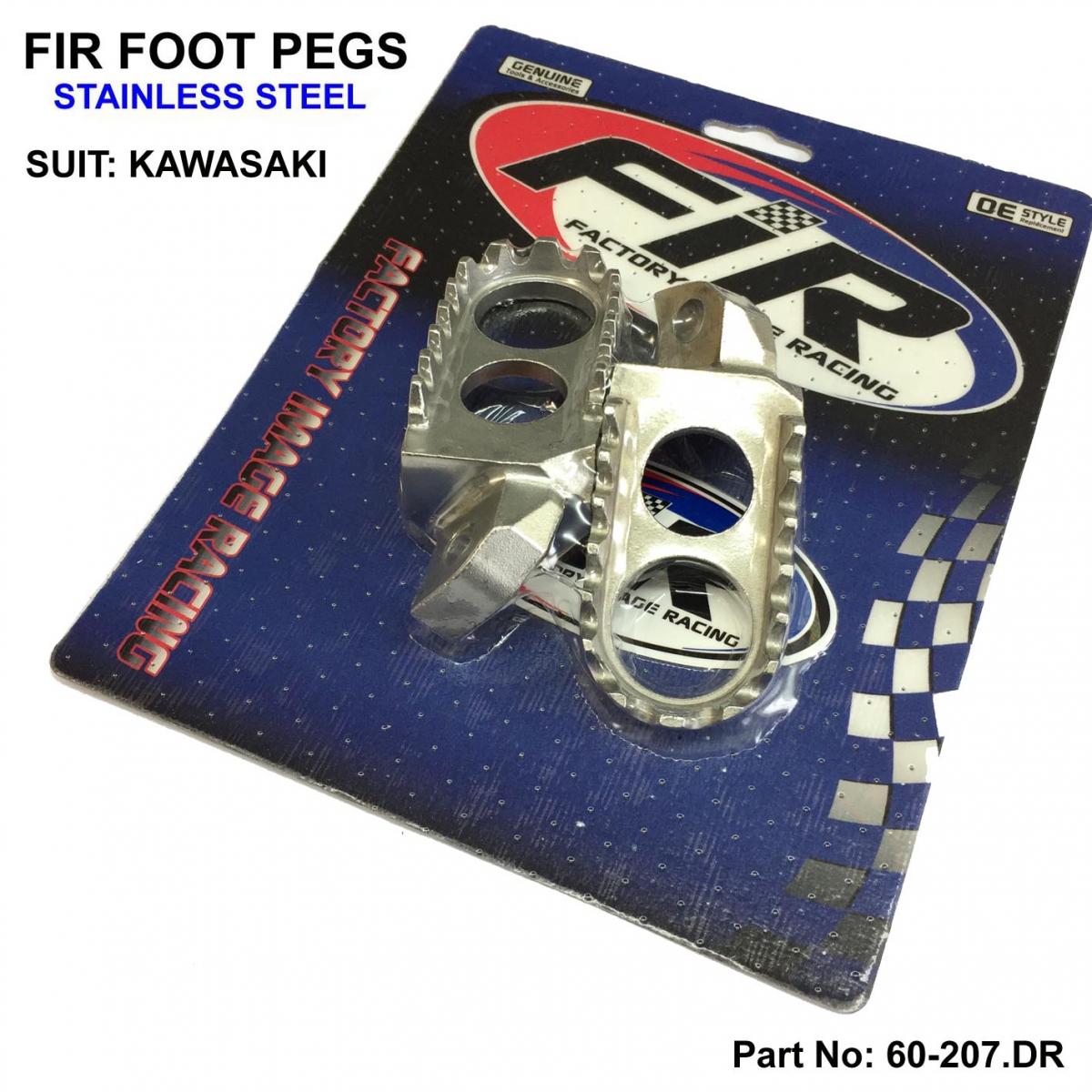 FOOT PEGS STAINLESS STEEL KX, KAWASAKI KX125/250, KDX