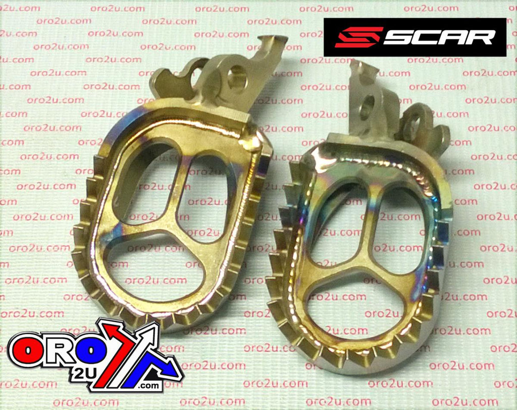TITANIUM FOOTPEGS GRIPPER 06-26 KAWASAKI KX 250 450 F X 60mm WIDE 27 TEETH SCAR S3516