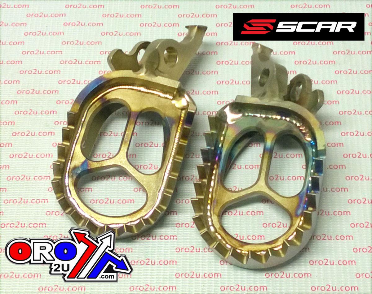 TITANIUM FOOTPEGS GRIPPER 06-26 KAWASAKI KX 250 450 F X 60mm WIDE 27 TEETH SCAR S3516