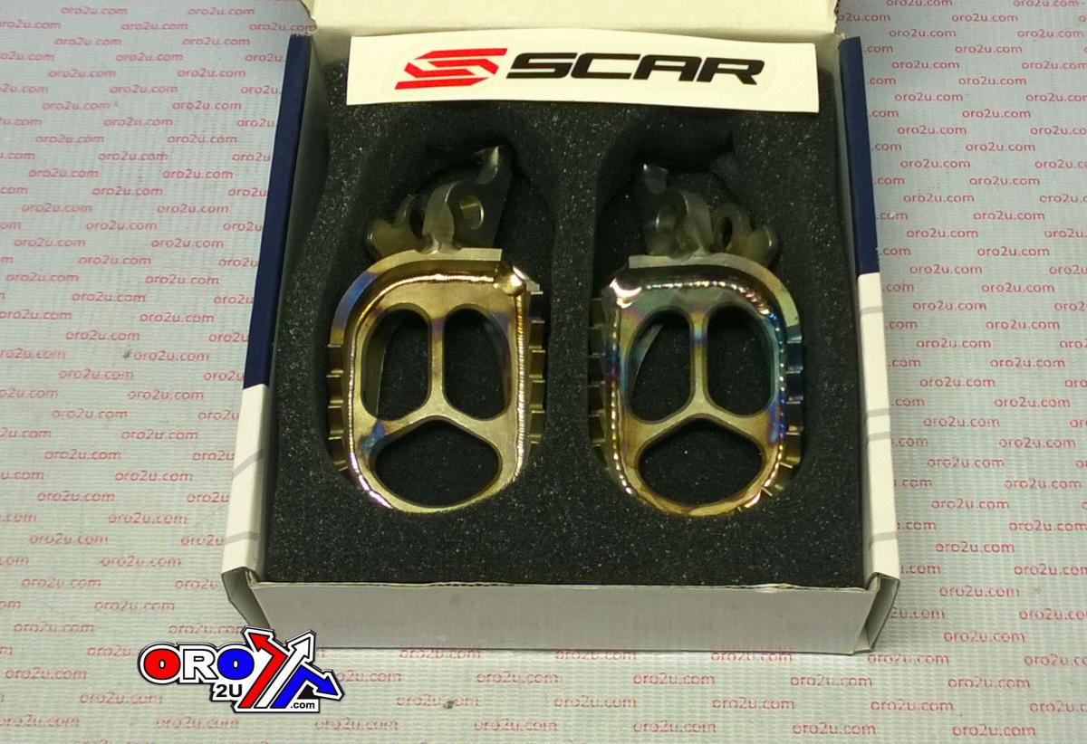 TITANIUM FOOTPEGS GRIPPER 06-26 KAWASAKI KX 250 450 F X 60mm WIDE 27 TEETH SCAR S3516