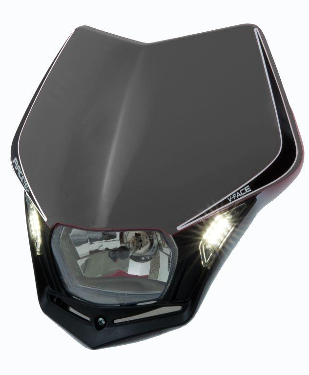 V-FACE LED HEADLIGHT, RTECH R-MASKSINR009, SILVER/BLACK