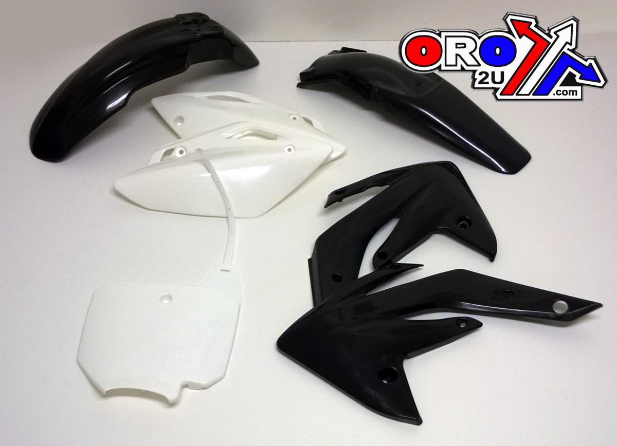 PLASTIC KIT CRF 150 R OEM BLK, WHITE & BLACK, AUTC062