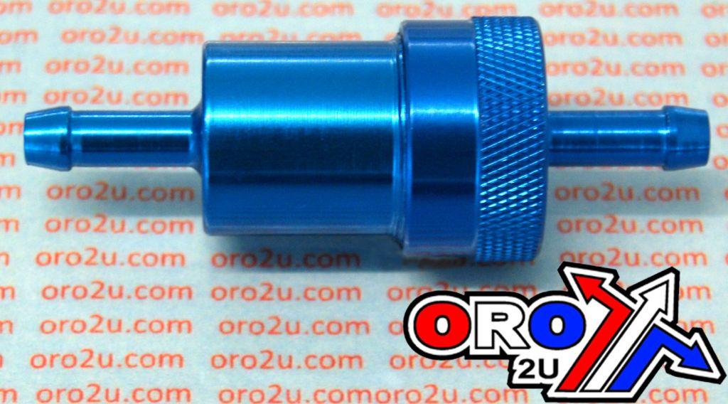INLINE FUEL FILTER ALLOY 6mm 1/4 BLUE WITH CLEANABLE FILTER