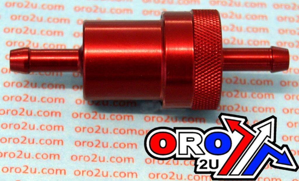 INLINE FUEL FILTER ALLOY 6mm 1/4 RED WITH CLEANABLE FILTER